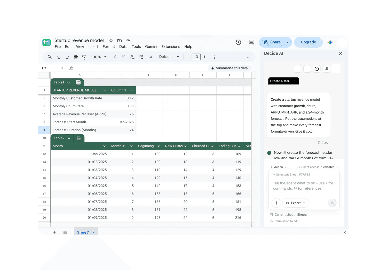 Decide working inside a Google Sheets workbook