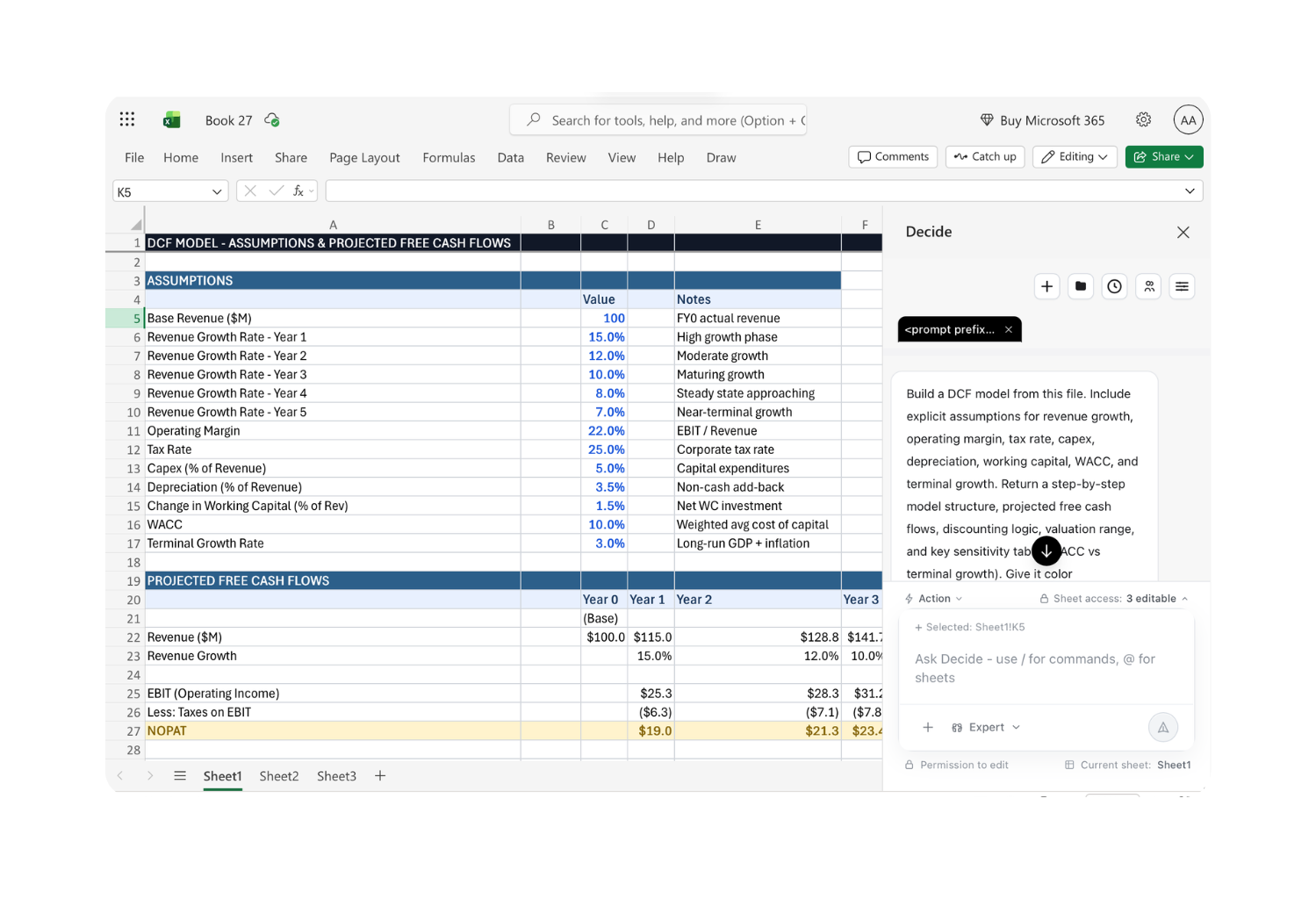 Decide for Excel product preview